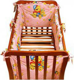Руно ограждение защитное в детскую кроватку 4 детали бязь, синтепон Розовый 926.4Т