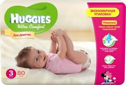 Huggies подгузники Ultra Comfort для девочек Mega Pack 3 (5-9кг) 80 5029053543604