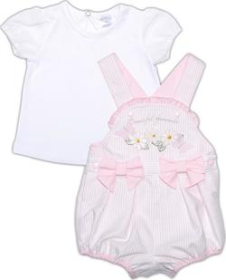 Garden baby комплект "Букет ромашок" напівкомбінезон шортики + футболка 80 40146-16/40-80-біло/рожева смужка