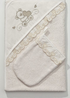 Funnababy полотенце-уголок для купания   Lovely Bear  Cream 004Fb