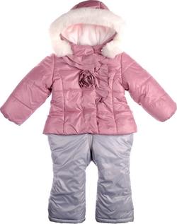 Garden baby комплект зимний для девочки "Чайная роза", брусника/ серый 80 101009-36/60-80-брусника/ серый