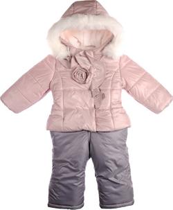 Garden baby комплект зимний для девочки "Чайная роза", пудра / серый 80 101009-36/60-80-пудра / серый