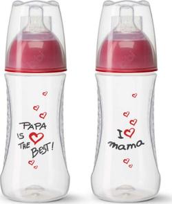 Bibi бутылочка антиколиковая с соской формы Натурал 2+М, серия Мама Папа 260 мл 114651