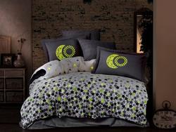 HOBBY комплект постельного белья Poplin Stars Phosphor  серый 47652_1,5bt