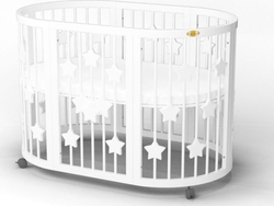 IngVart кроватка трансформер SMART BED Round со звездочками-40% Белая #1359003in