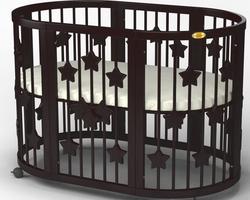IngVart кроватка трансформер SMART BED Round со звездочками  Венге 1351401in