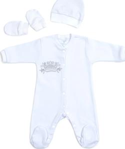 Верес комплект "Corona white" комбинезон, шапочка, царапки 56 110-3.52-11.56