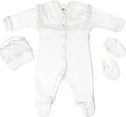 Верес комплект "Lace white" комбинезон открытые ножки, шапочка, царапки 56 110-3.52-2.56