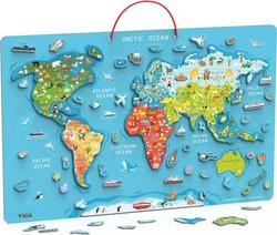 Viga Toys пазл магнитный Карта мира с маркерной доской на английском языке 44508ENafk
