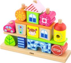 Viga Toys деревянная пирамидка Городок  50043afk
