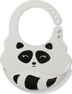 BabyOno нагрудник силіконовий м'який з регульованою застібкою Енот (серый) 829/01bo