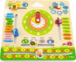Viga Toys дерев'яний календар з годинником на английском языке 44538afk