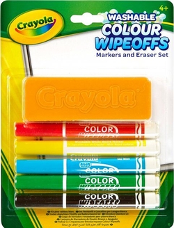 Crayola набор фломастеров для сухого стирания с щеткой washable 256417.012