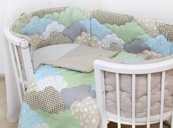 Ovalbed набор в кроватку 7в1 Облака 3D Т-8-20