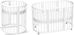 Ovalbed кроватка овальная 8в1 Deluxe +полозья для укачивания White ODL-1