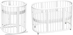 Ovalbed кроватка овальная 8в1 Deluxe +полозья для укачивания White ODL-1