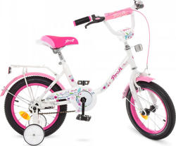Prof1 велосипед детский 2-х кол 14д Flower  Y1485 white/pink 22793ber