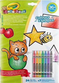 Crayola раскраска Mini Kids "Цвета и формы" 24 страницы и 7 цветных восковых карандашей "Цвета и формы" 25-2727