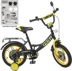 Prof1 велосипед детский 2-х кол 14д Y1443 Original boy  black/yellow 25432ber