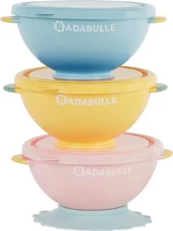 Badabulle набор тарелок глубоких 3 шт розовая, желтая, голубая B005108