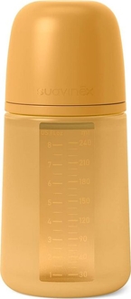 Suavinex бутылочка силиконовая 240 мл физиологическая соска медленный поток "Colour Essence" мустард 308069bbg