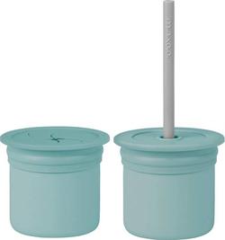 MinikOiOi чашка-контейнер із силіконовою трубочкою Sip+Snack Aqua Green / Powder Grey 101100107