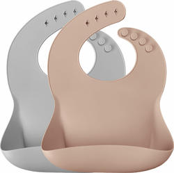 MinikOiOi нагрудник силіконовий 100% Basics 2шт Bubble Beige/Powd 101020066