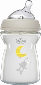 Chicco пляшка скляна Natural Feeling силіконова соска 250 мл от 0 месяцев, нормальный поток 81221.30