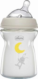 Chicco бутылка стеклянная Natural Feeling силиконовая соска 250 мл от 0 месяцев, нормальный поток 81221.30