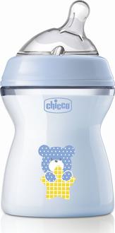 Chicco бутылка пластиковая Natural Feeling силиконовая соска 250 мл мальчик 81323.20