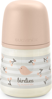 Suavinex пляшечка фізіологічна соска повільний потік Birdies 150 мл світло-рожева 309104bbg
