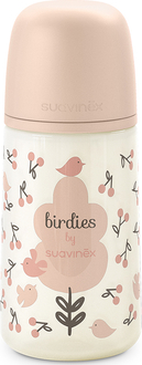 Suavinex пляшечка фізіологічна соска середній потік Birdies 270 мл світло-рожева 309110bbg