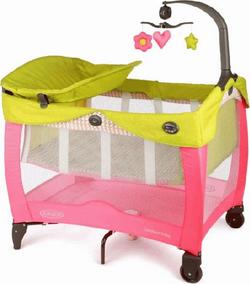 Graco манеж CONTOUR VIBE Розовый с желтым G9D83CRUE