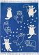 Vladi плед жаккард полуторный (140х200 см) "Cats" 140х200 синий 40096bt