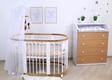 Ovalbed кроватка овальная 8в1 Deluxe +полозья для укачивания Natural/White ODL-06