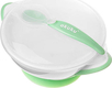 Akuku тарелка на присоске с ложкой белый-зеленый A0504